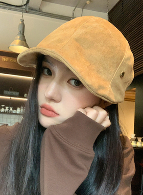 麂皮绒英伦复古百搭鸭舌帽