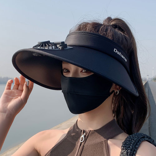 可充电风扇帽女夏季防紫外线2026新款空顶大檐遮阳帽显脸小太阳帽 - 图1