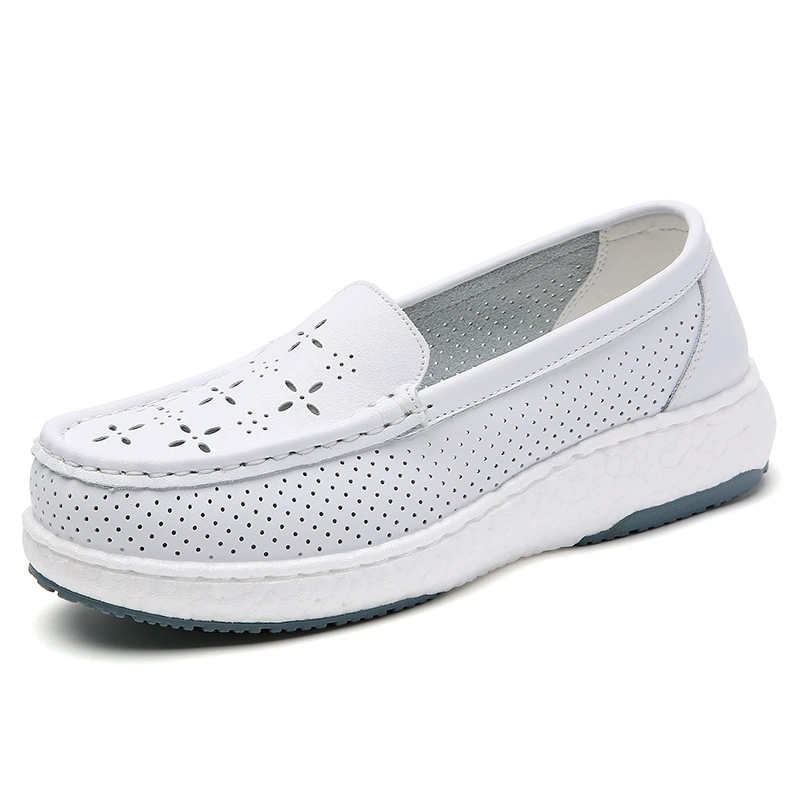 二层牛皮镂空女护士鞋软底透气一脚蹬休闲真皮豆豆鞋不累脚工作鞋,淘宝优惠券,粉丝福利购,淘宝优惠卷