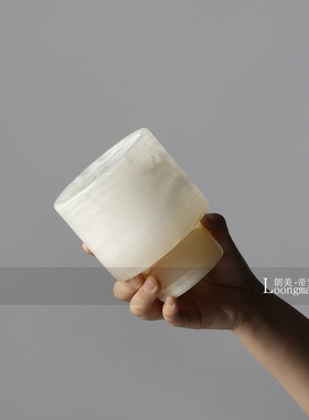 朗美法式轻奢玉石花瓶仿真花艺酒店客厅茶几洽谈桌花艺设计感摆件