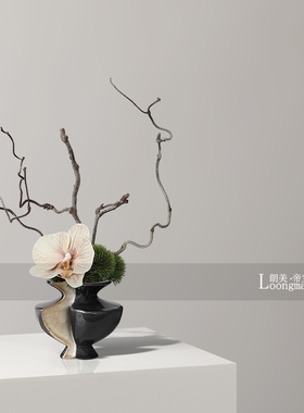 中古风红色陶瓷花瓶小花艺客厅餐桌茶几卫生间花器新中式插花摆件