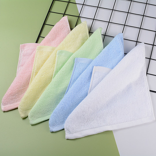 Pure cotton children's solid color square towel kindergarten hand towel