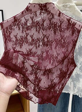 花边咖色蕾丝假领子百搭女高档衣领太低神器内搭半高领打底衫叠穿