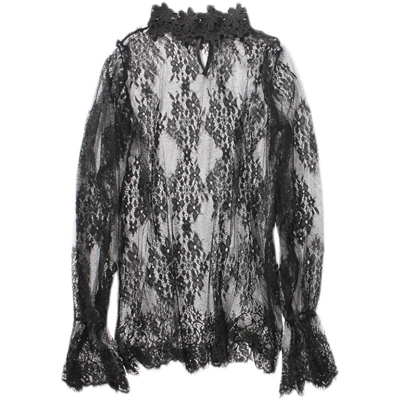 蕾丝打底衫女喇叭袖百搭时尚洋气内搭网纱上衣很仙的超仙小衫纱衣,淘宝优惠券,粉丝福利购,淘宝优惠卷