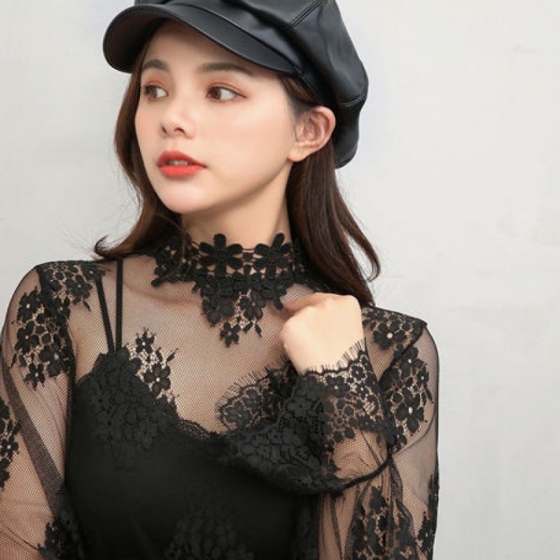 蕾丝打底衫女喇叭袖百搭时尚洋气内搭网纱上衣很仙的超仙小衫纱衣,淘宝优惠券,粉丝福利购,淘宝优惠卷