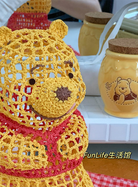 出口噗噗熊维尼编制收纳摆件