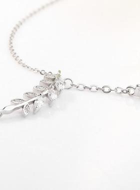 青柠不对称流苏锆石水滴锁骨链