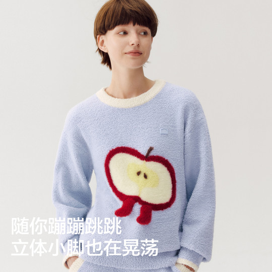 Liu Haocun в том же стиле Jiao Nei Velvet 520Домашняя мужская и женская пижама полубархатная зимняя домашняя одежда Рождественский подарок