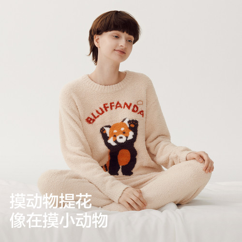 蕉内绒绒520Home女款半边绒家居服情侣冬加厚男士睡衣情侣款 - 图0