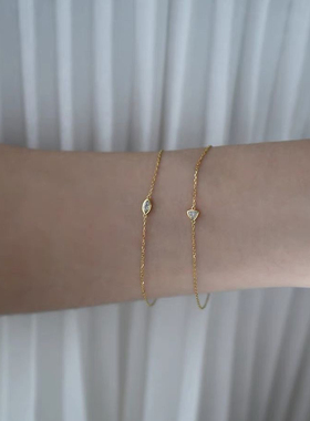 惊小鸿S925纯银镀14K金马眼镶钻手链女 小众设计轻奢三角形手饰