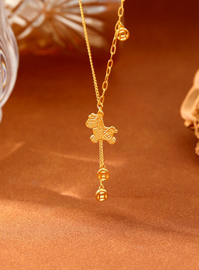 马上有钱钱币招财足银999项链女纯银轻奢高级感流苏锁骨链