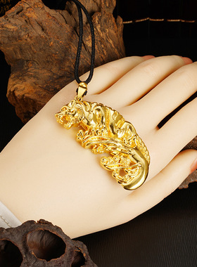 仿黄金猛虎项链男士古法传承