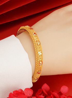 沙金镂空花丝手镯宫廷风合金