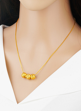 磨砂转运珠项坠盒子链仿真黄金