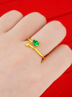 戒指开口彩钻仿真黄金