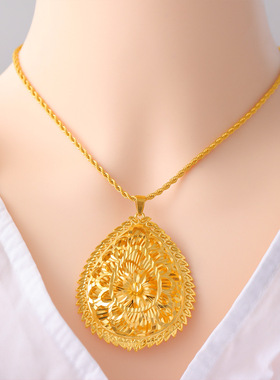 沙金男女水滴吊坠繁花似锦镂空