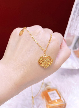 沙金福字镂空花丝项链福字