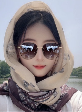 大方巾丝巾女夏季旅游拍照防晒头巾复古印花披肩百搭薄款系脖围巾