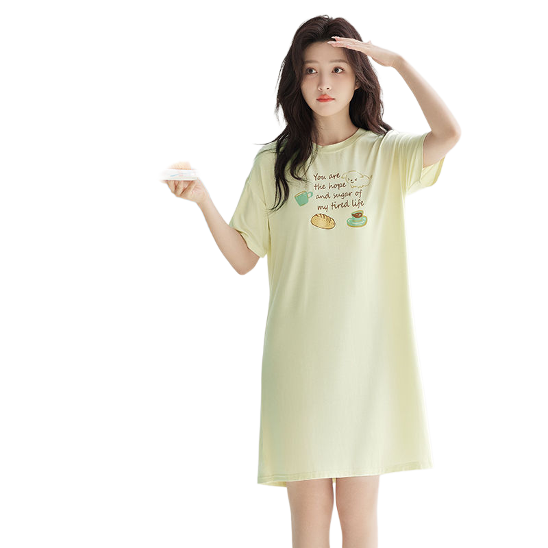 【凉感软弹】正品红豆25夏季新品莫代尔睡裙女士居家服短袖款睡衣,淘宝优惠券,粉丝福利购,淘宝优惠卷