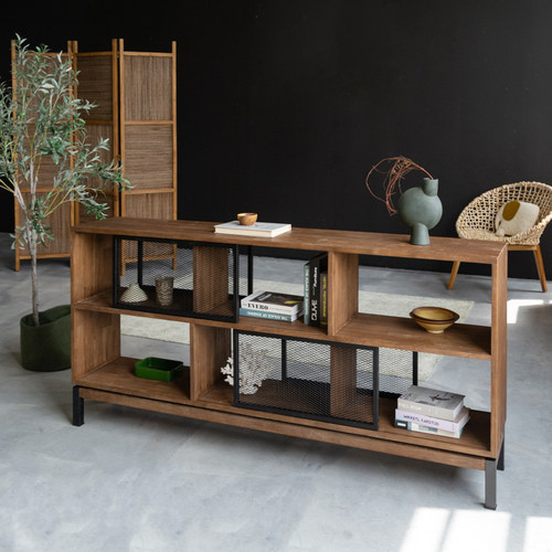 Mountain Living进口柚木家具实木餐边柜靠墙一体储物柜中古窄型 - 图2