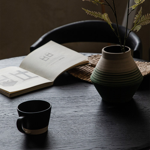 ethnicraft进口白橡木纯实木餐桌圆桌家庭黑色中古风复古家用圆形 - 图3