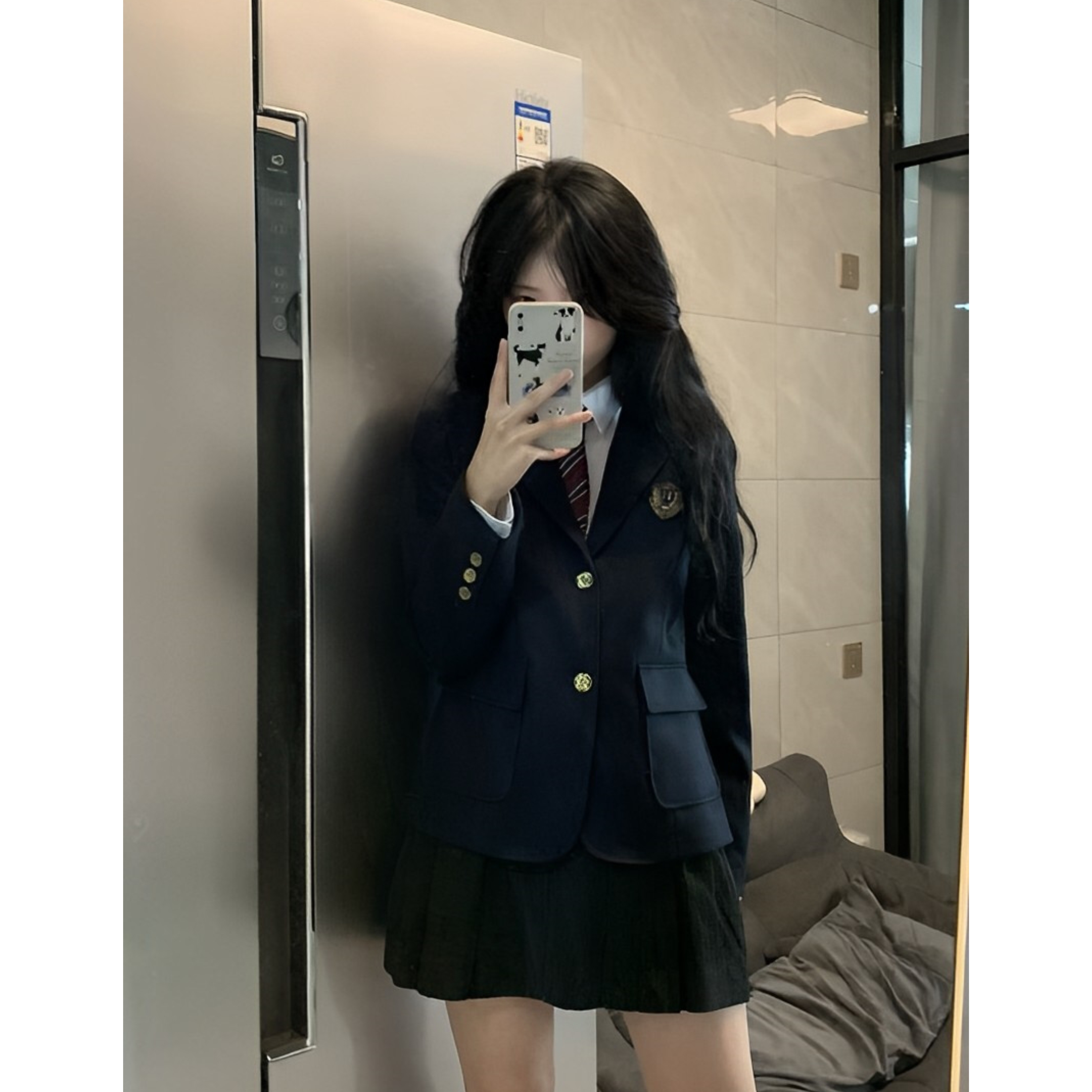 春秋季jk制服西装外套女日制校供感学院风小个子百搭西服短裙套装 - 图2