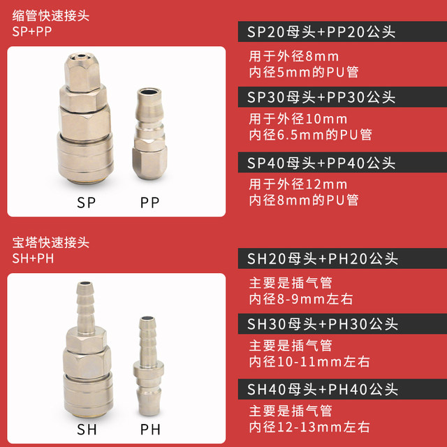 Pneumatic tool air compressor C-type self-locking quick connector