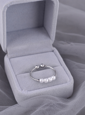 925纯银戒指女小众设计珍珠
