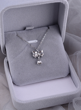 网红气质蝴蝶结吊坠925纯银项链