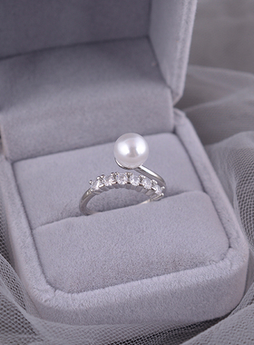 925纯银珍珠戒指精致百搭指环