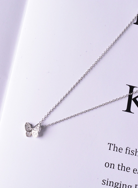 925纯银蝴蝶项链百搭女闺蜜学生