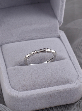 925纯银竹节素圈情侣对戒小众戒指简约指环送女友送男友礼物刻字