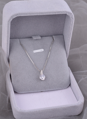925纯银简约几何水滴项链单钻2025年新款锁骨链毛衣链冷淡风刻字