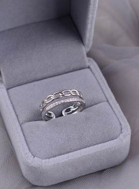 s925纯银闪钻戒指女时尚