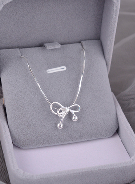 925纯银蝴蝶结项链女2024年