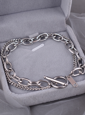 纯银手链潮ins小众设计双层高级