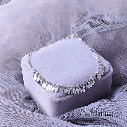 925 sterling silver smart leaf anklet ins cold style girl