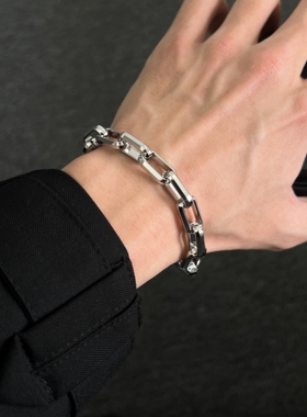 钛钢O型拼接古巴OT扣手链