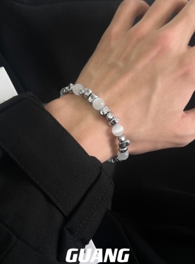 新款猫眼石拼接手链钛钢轻奢小众