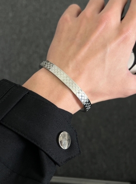 菱形格手镯钛钢不掉色