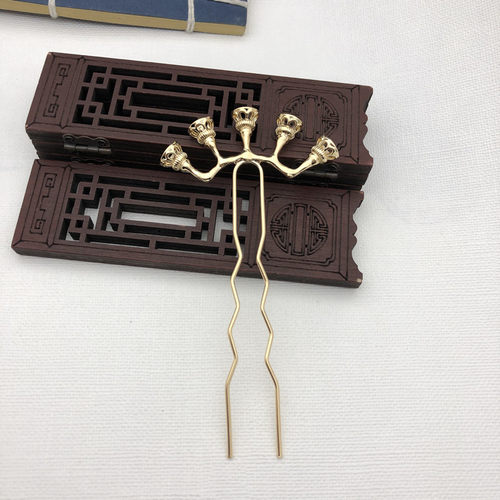 电泳保色合金五头排钗diy古风发簪步摇主体饰品配件 - 图2