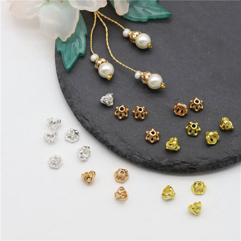 50个价保色合金6mm缠枝珠托小帽子diy古风发簪步摇玉簪花材料,淘宝优惠券,粉丝福利购,淘宝优惠卷