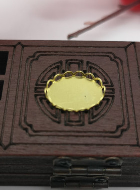 diy黄铜花边圆形托盘戒面