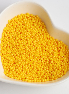琉璃发簪绑花花心米珠浅黄2/3mm