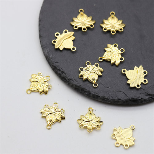 22个装保色合金三孔莲花15*17mm流苏吊牌diy古风发簪步摇材料配件 - 图0