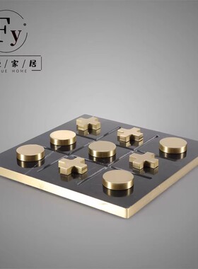 爆款金属棋盘摆件家居饰品创意装饰客厅质感样板间摆设轻者软装品