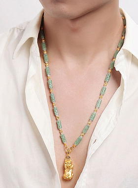 天然A货翡翠玉珠项链挂绳