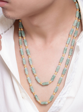 天然翡翠黄金吊坠项链