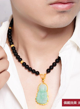 黄金挂脖高档玛瑙挂坠