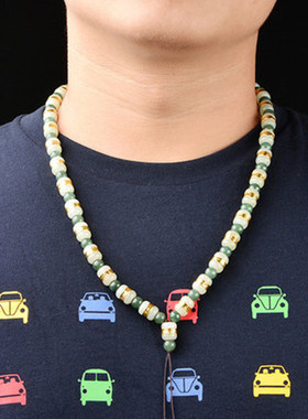 999黄金和田玉观音项链